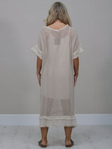 Italian Solid Mesh Net Cotton Lagenlook Dress