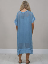Italian Solid Mesh Net Cotton Lagenlook Dress