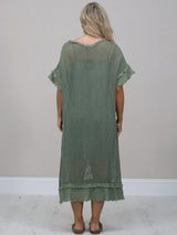 Italian Solid Mesh Net Cotton Lagenlook Dress