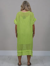Italian Solid Mesh Net Cotton Lagenlook Dress