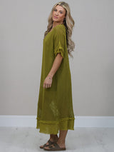 Italian Solid Mesh Net Cotton Lagenlook Dress