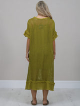 Italian Solid Mesh Net Cotton Lagenlook Dress