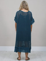 Italian Solid Mesh Net Cotton Lagenlook Dress