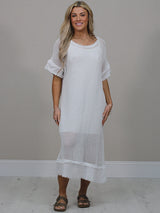 Italian Solid Mesh Net Cotton Lagenlook Dress