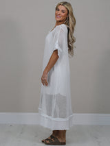 Italian Solid Mesh Net Cotton Lagenlook Dress