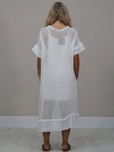 Italian Solid Mesh Net Cotton Lagenlook Dress