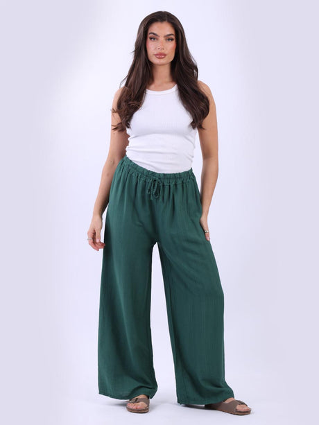 Plain Wide Leg Side Pockets Palazzo Pant