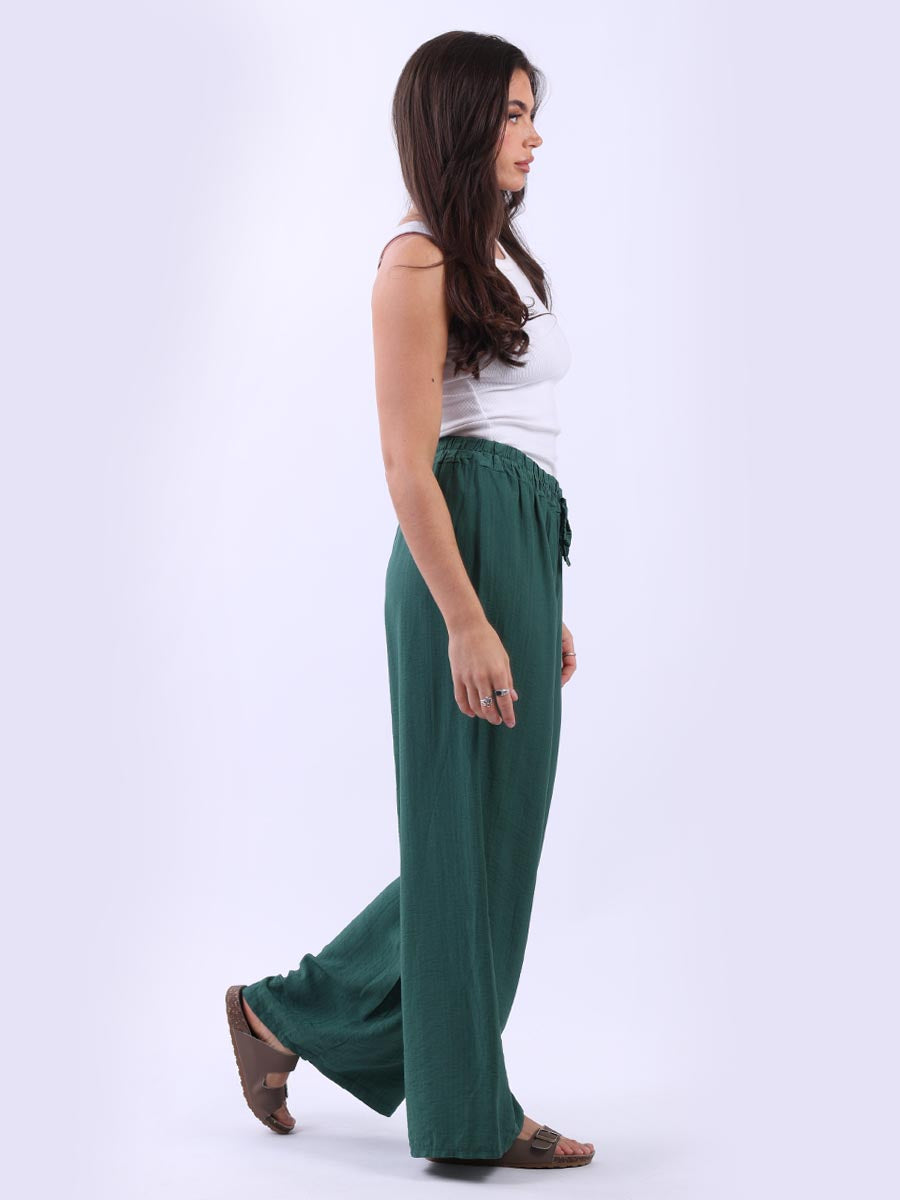 Plain Wide Leg Side Pockets Palazzo Pant