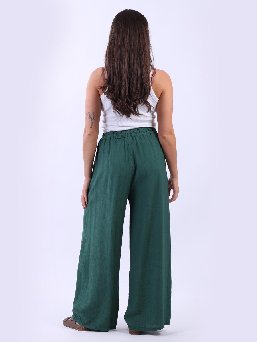 Plain Wide Leg Side Pockets Palazzo Pant