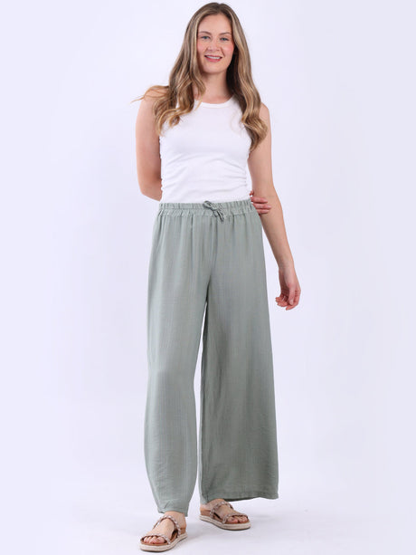 Plain Wide Leg Side Pockets Palazzo Pant