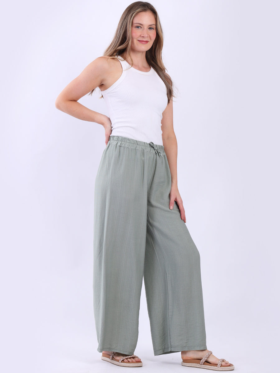 Plain Wide Leg Side Pockets Palazzo Pant