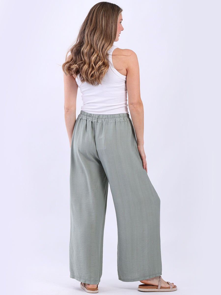 Plain Wide Leg Side Pockets Palazzo Pant