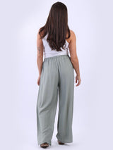 Plain Wide Leg Side Pockets Palazzo Pant