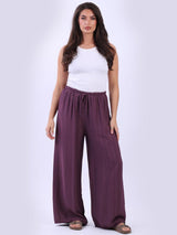 Plain Wide Leg Side Pockets Palazzo Pant