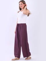 Plain Wide Leg Side Pockets Palazzo Pant