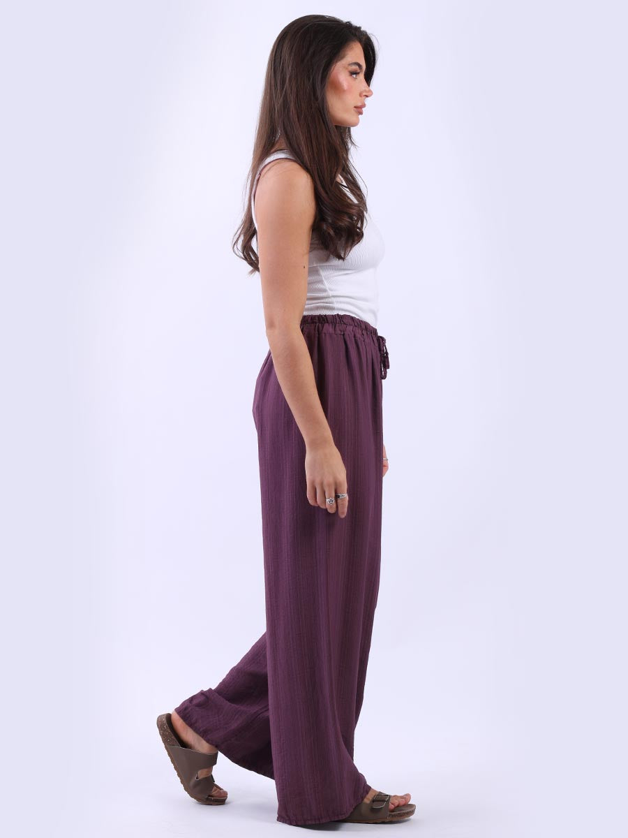 Plain Wide Leg Side Pockets Palazzo Pant