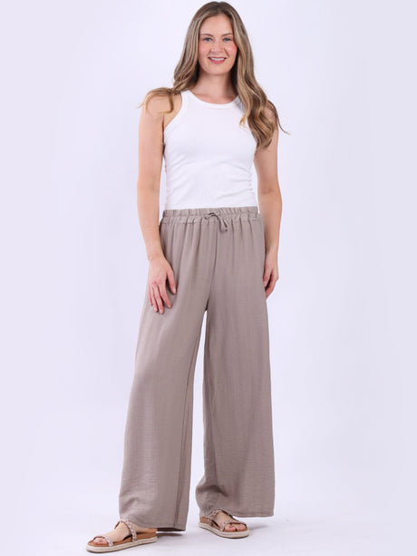 Plain Wide Leg Side Pockets Palazzo Pant