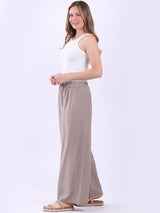 Plain Wide Leg Side Pockets Palazzo Pant