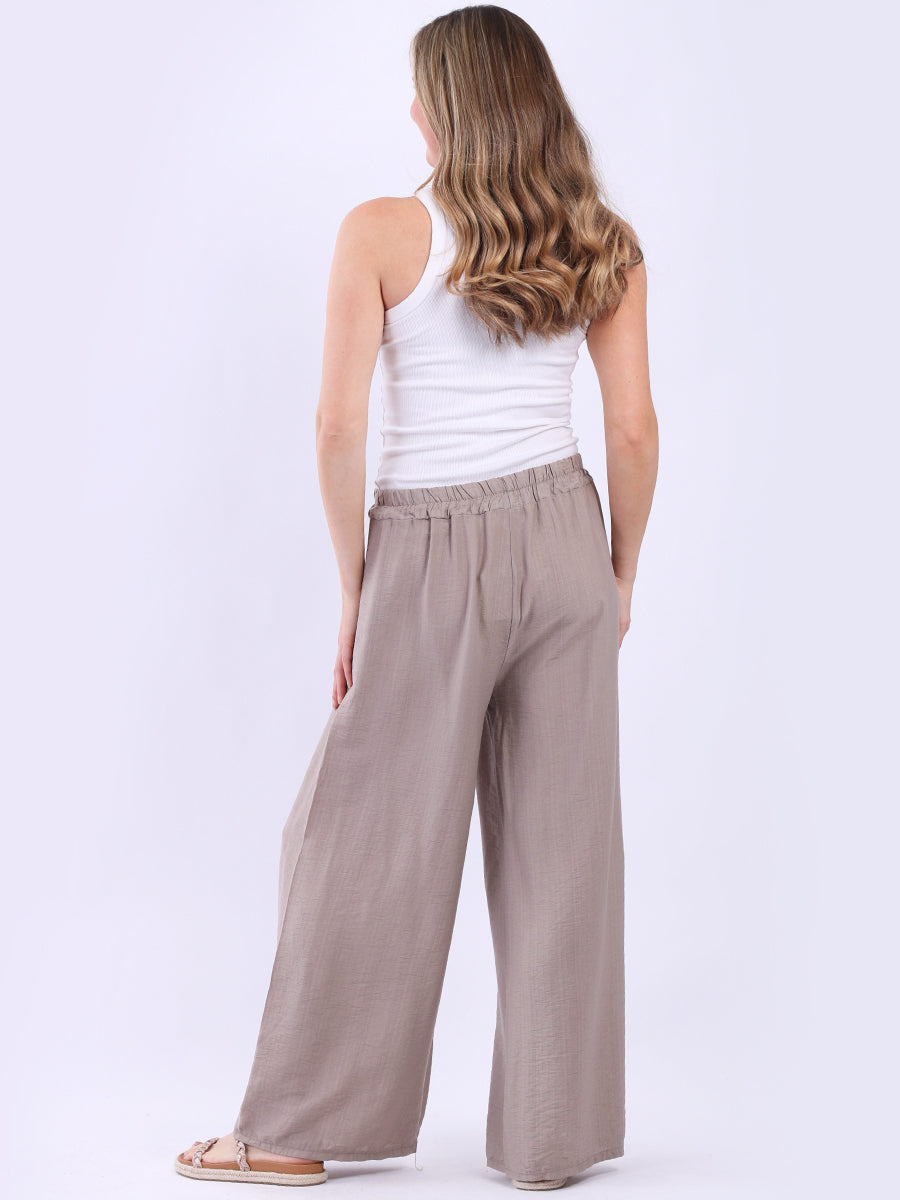 Plain Wide Leg Side Pockets Palazzo Pant