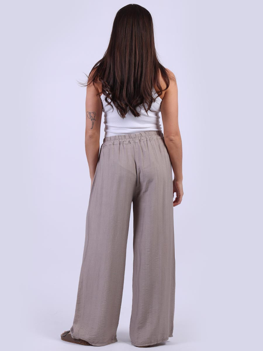 Plain Wide Leg Side Pockets Palazzo Pant