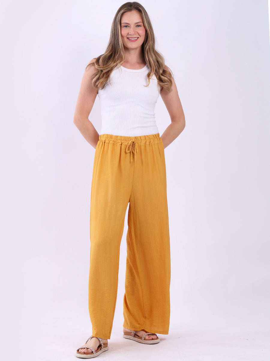 Plain Wide Leg Side Pockets Palazzo Pant