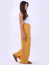 Plain Wide Leg Side Pockets Palazzo Pant