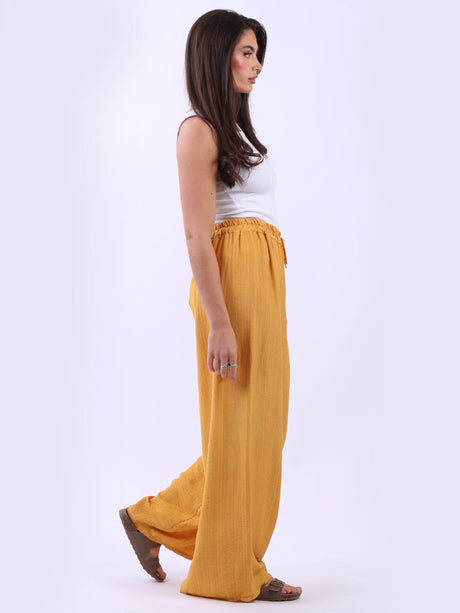 Plain Wide Leg Side Pockets Palazzo Pant