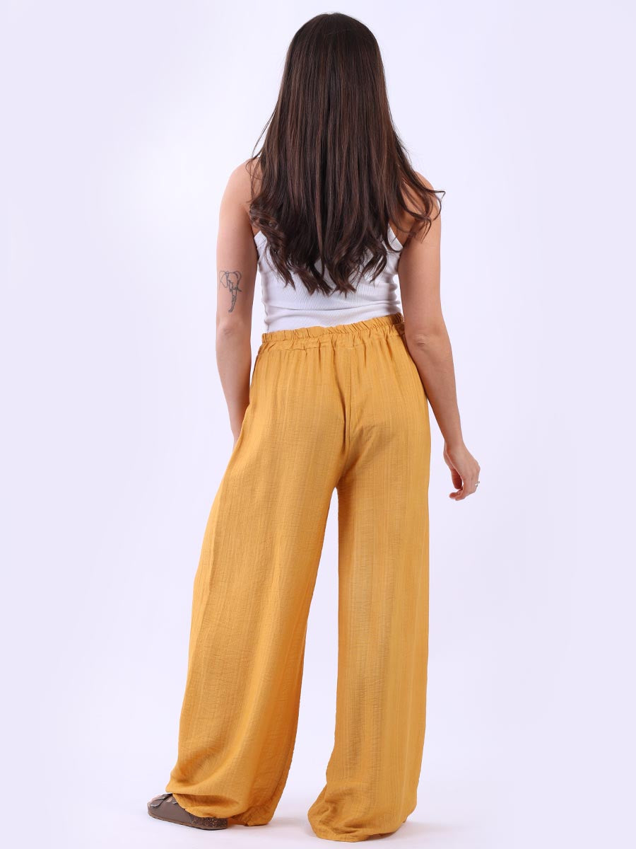 Plain Wide Leg Side Pockets Palazzo Pant