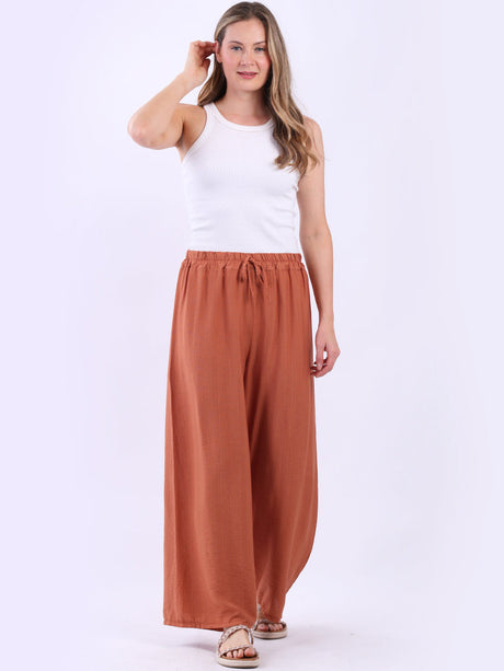 Plain Wide Leg Side Pockets Palazzo Pant