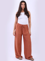 Plain Wide Leg Side Pockets Palazzo Pant