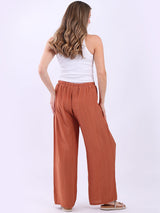 Plain Wide Leg Side Pockets Palazzo Pant