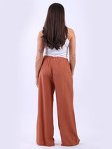 Plain Wide Leg Side Pockets Palazzo Pant