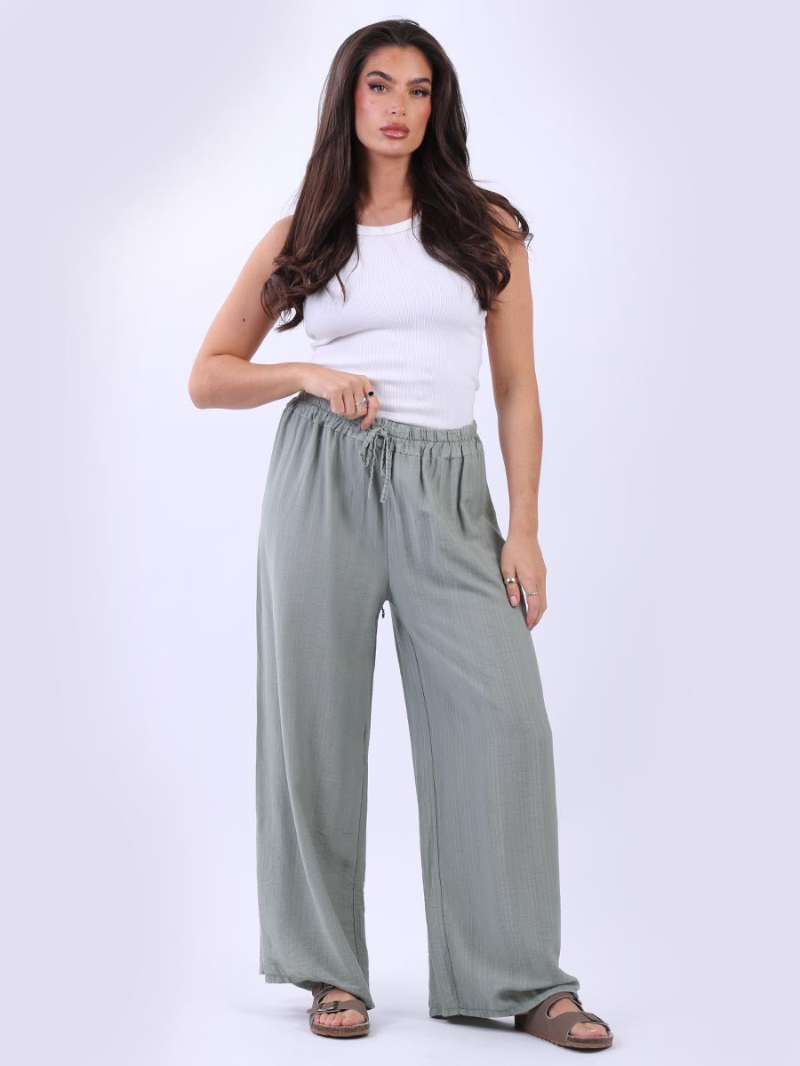 Plain Wide Leg Side Pockets Palazzo Pant