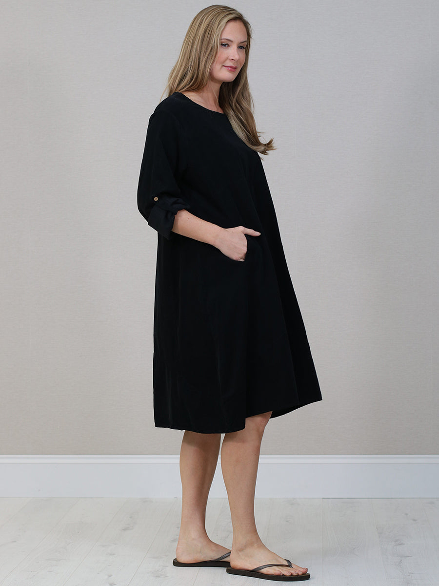 Women Plain Corduroy Midi Dress