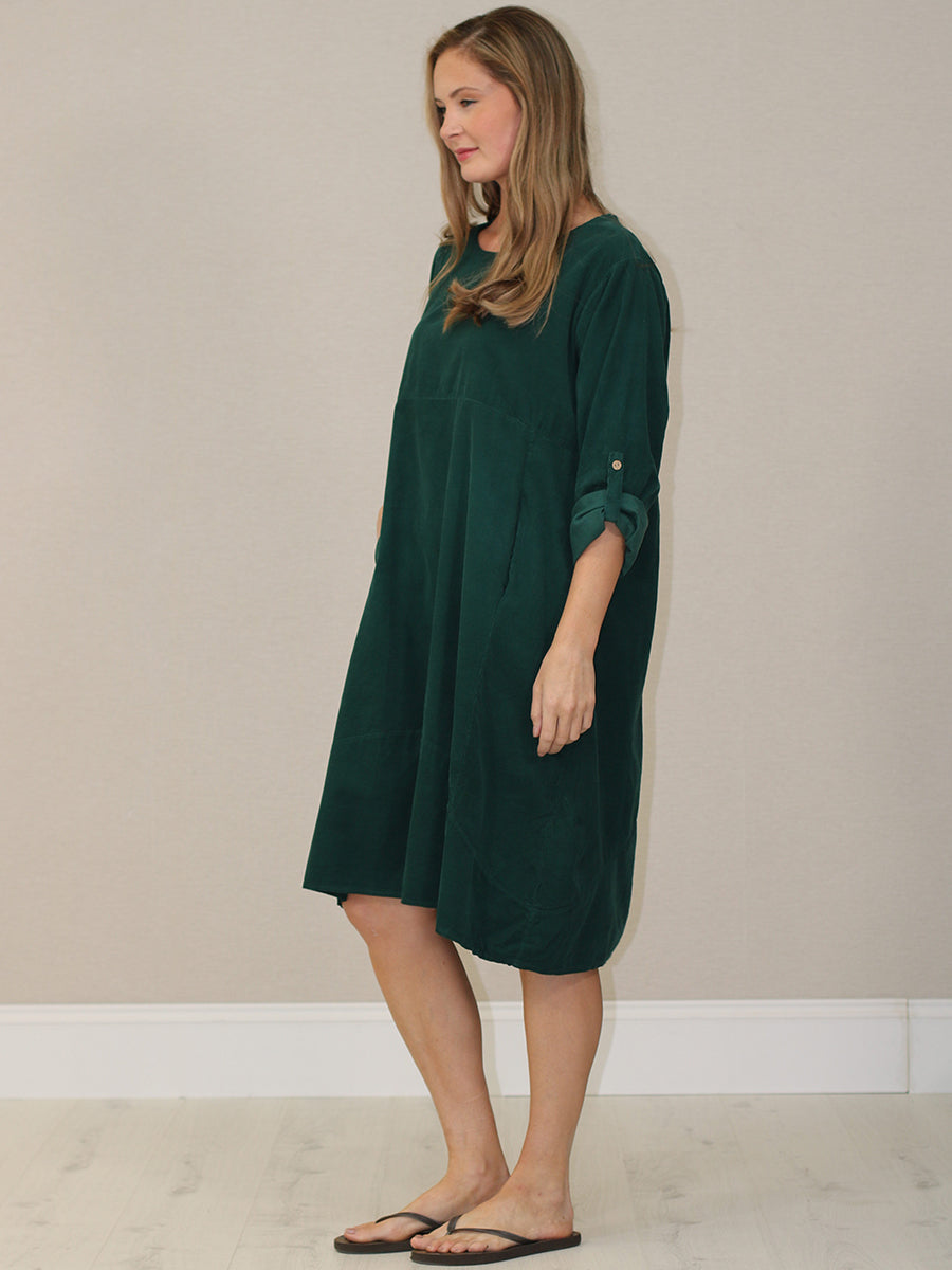 Women Plain Corduroy Midi Dress