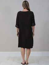 Women Plain Corduroy Midi Dress