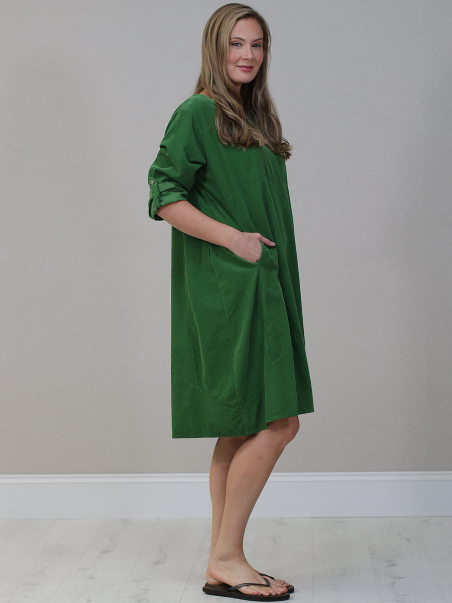 Women Plain Corduroy Midi Dress