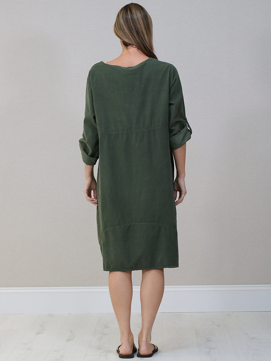 Women Plain Corduroy Midi Dress