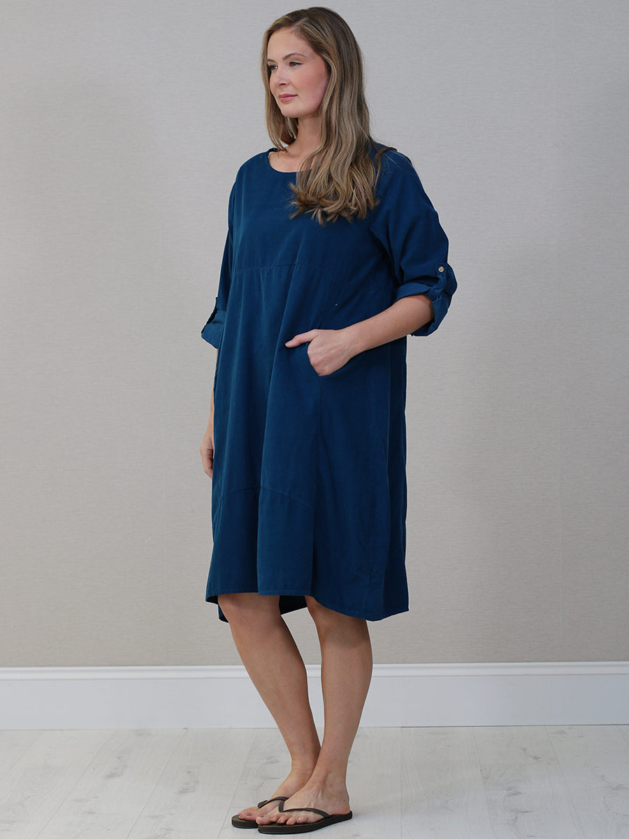 Women Plain Corduroy Midi Dress