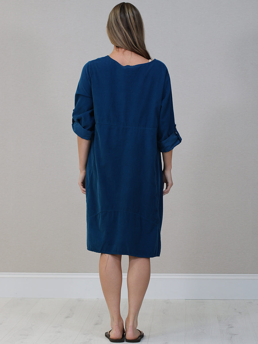 Women Plain Corduroy Midi Dress