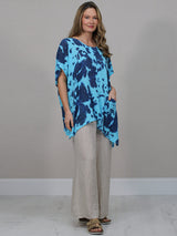Tie Dyed Linen Top Azure