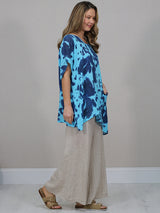 Batwing Tie And Dye Linen Baggy Top