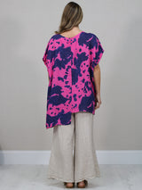 Batwing Tie And Dye Linen Baggy Top