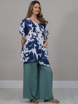 Batwing Tie And Dye Linen Baggy Top