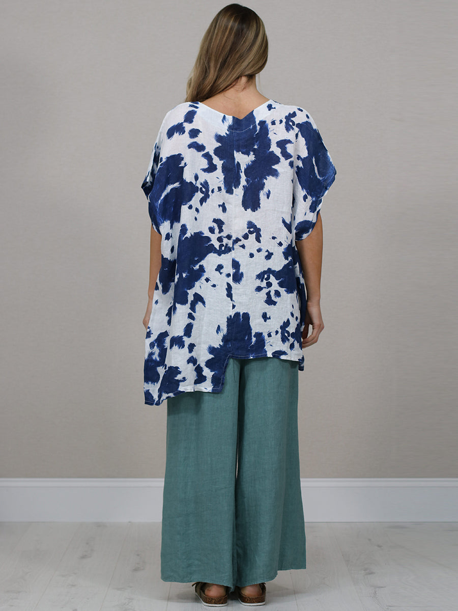 Batwing Tie And Dye Linen Baggy Top