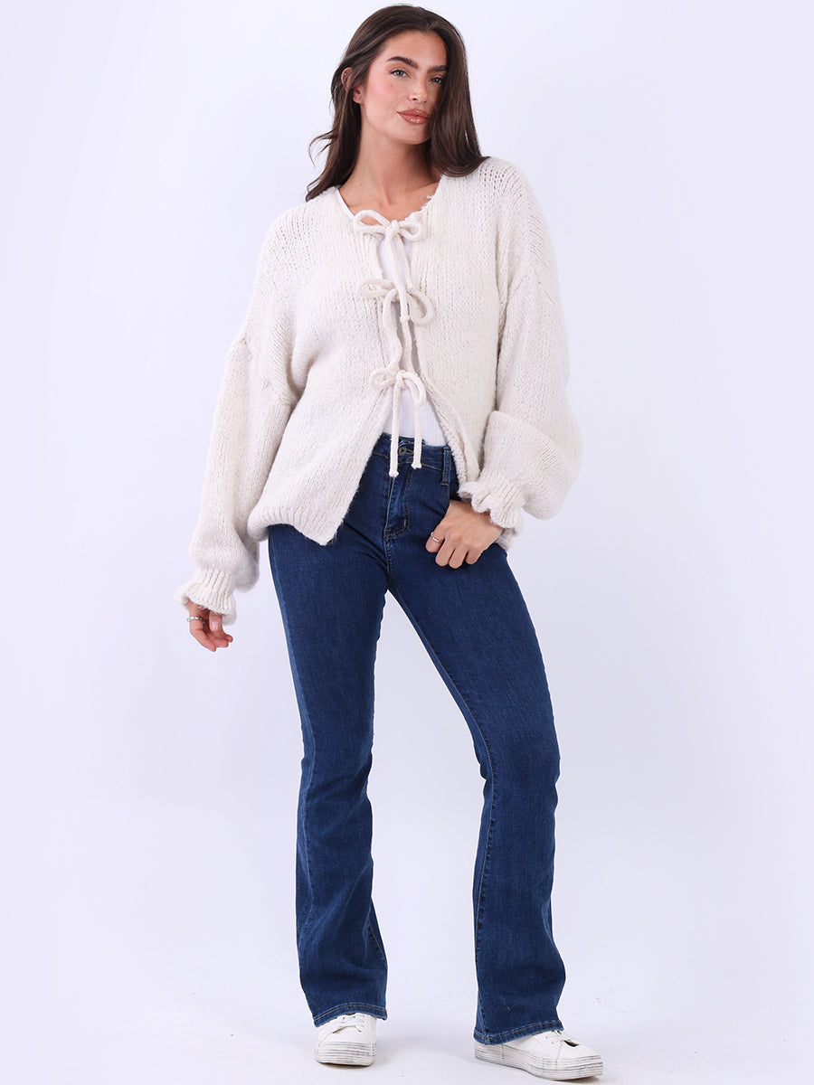 Knotted Crop Knitted Wooly Cardigan