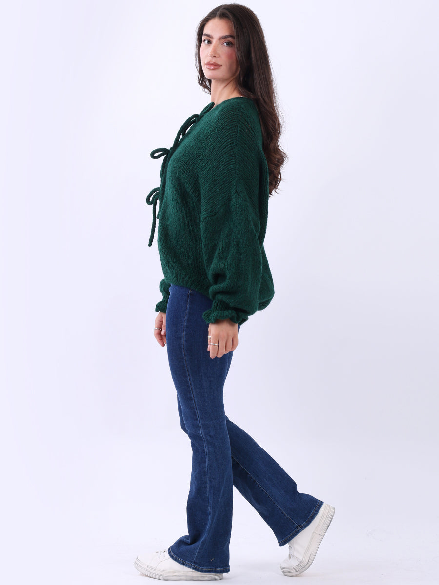 Knotted Crop Knitted Wooly Cardigan