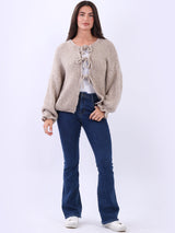 Knotted Crop Knitted Wooly Cardigan