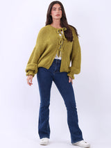 Knotted Crop Knitted Wooly Cardigan