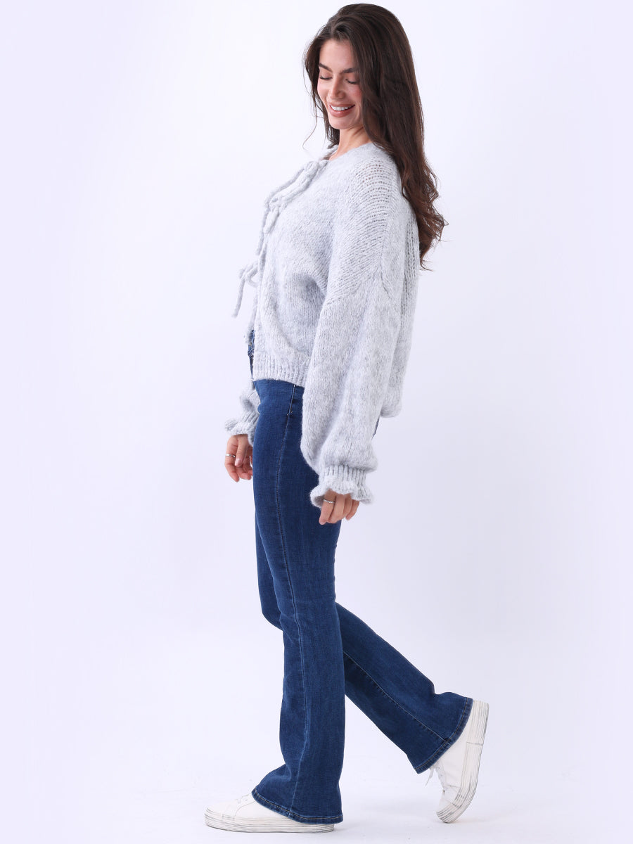 Knotted Crop Knitted Wooly Cardigan